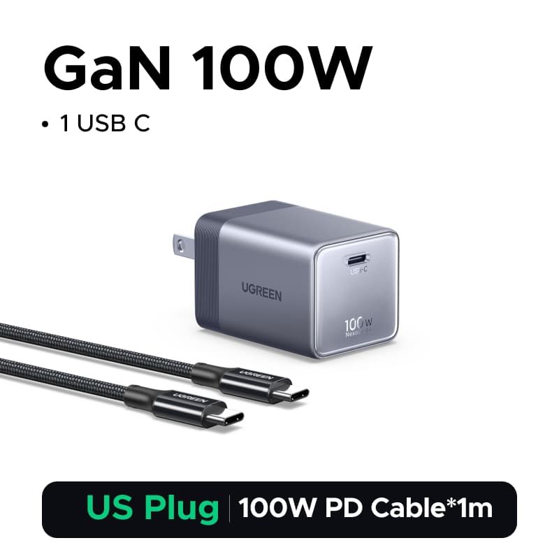 【Nexode Air】UGREEN PD 100W Ultra-Mini Type C GaN Fast Charger Set with 1 Meter 100W Cord for SAMSUNG S26 Ultra iPhone 18 17 16 pro max