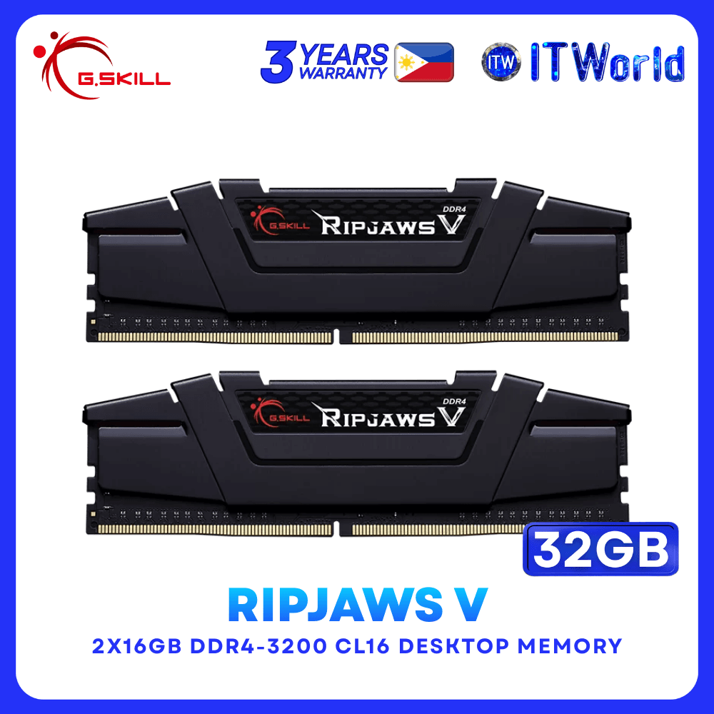 G.skill Ripjaws V 32GB (2x16GB) DDR4-3200 CL16 1.35V RAM (F4-3200C16D-32GVK)