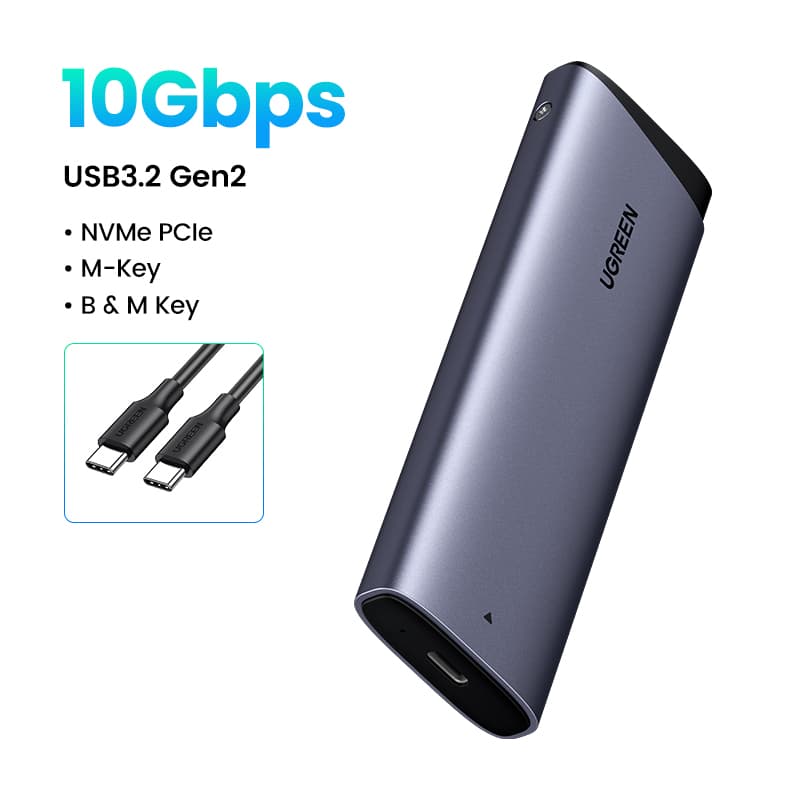UGREEN M.2 PCIe NVME SATA SSD Hard Disk Enclosure Solid State Drive Enclosure Case Hard Disk Adapter【SSD Not Included】