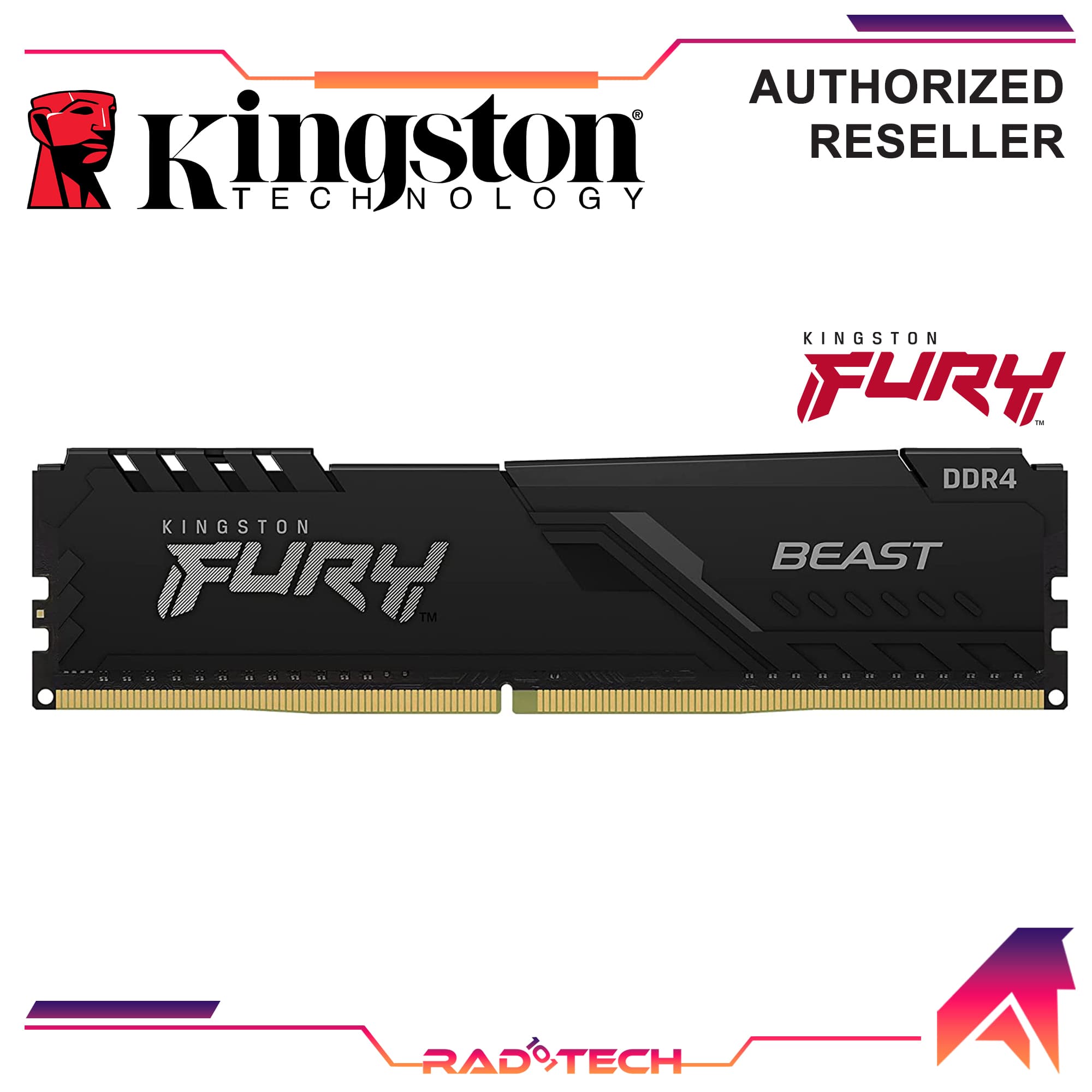 Kingston Fury Beast 32GB 3200MHz DDR4 CL16 DIMM Desktop Memory Ram (NON-RGB/RGB)