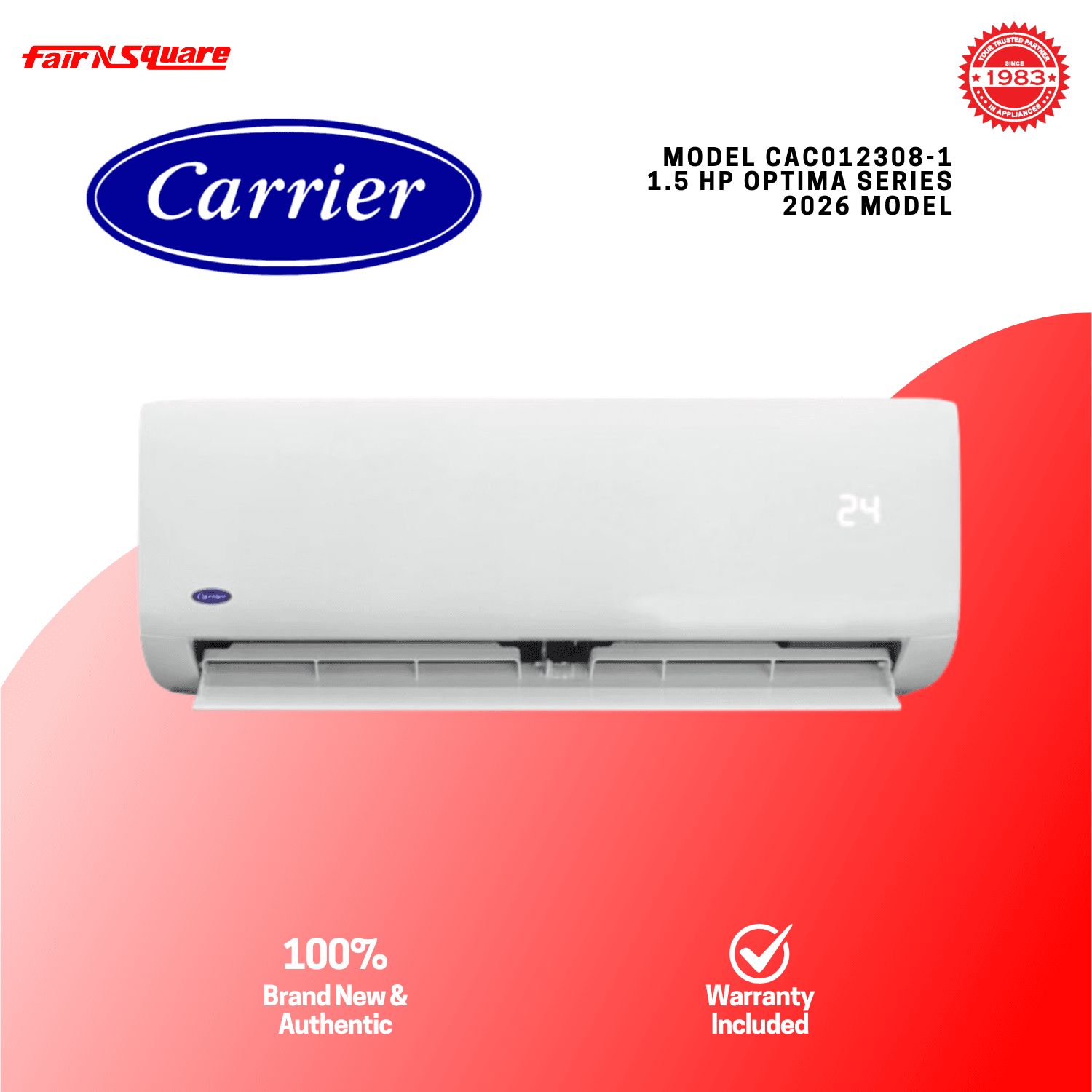 Carrier Split Wall Mounted Aircon Inverter Optima 1.5HP (CAC012308-1)